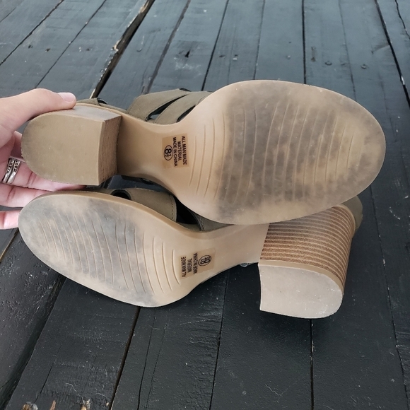 Soda 8.5 Olive Green Lace Up Sandals Heels Open Toe Zipper Back Boho Bohemian - Picture 7 of 9